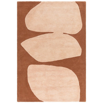Canvas 05 Collage Modern Abstract Hand-Woven Wool Hi-Low Contrast Textured Low Profile Short Pile Terracotta/Beige/Peach Rug-Asiatic Carpets-Rug Love - The Most Loved Rug Store